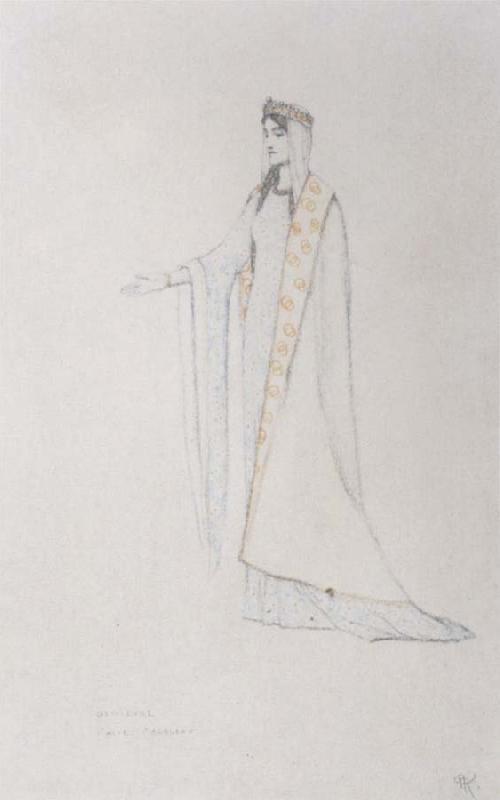 Fernand Khnopff Costume Drawing For Le Roi Arthus Genievre oil painting image